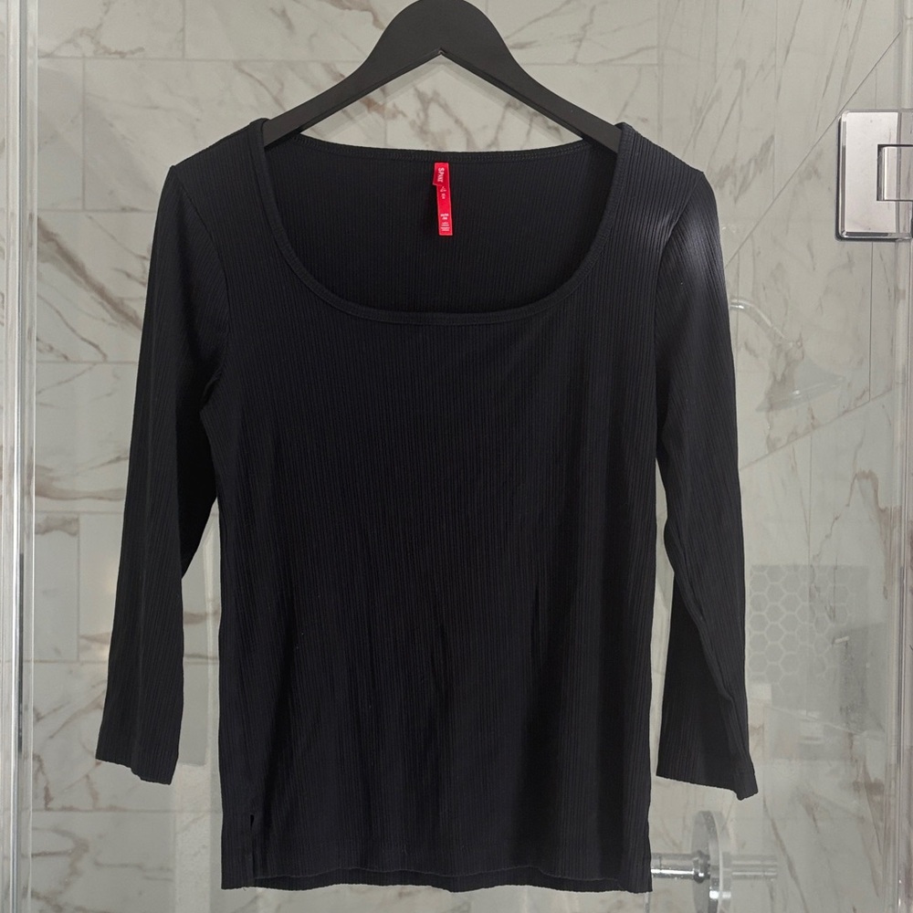 SPANX Black Long Sleeve Ribbed Top